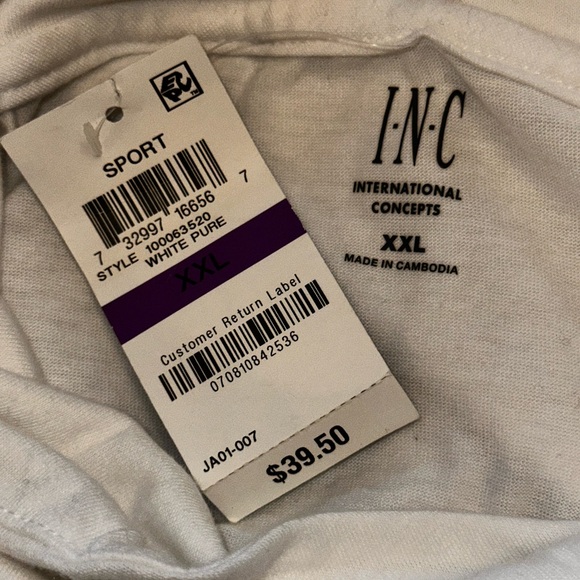 INC International Concepts White and Black Short Sleeve Tee - Picture 2 of 4